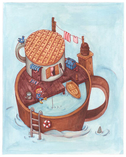 Waffle House Watercolor (8" x 10") $180